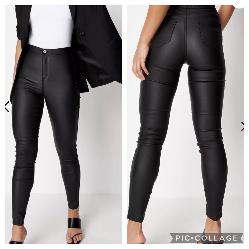 Petite Black Vice High Waisted Coated Skinny Jeans